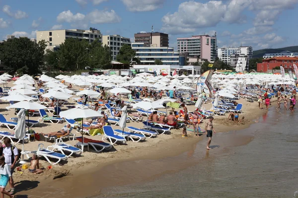 Playa Sunny Bulgaria Agosto Gente Visita Sunny Beach Agosto 2014 —  Fotos de Stock