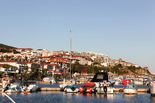 SVETI VLAS - AUGUST 29: Yachtport Marina Dinevi, August 29, 2014. Sveti Vlas is a town and seaside resort on the Black Sea coast of Bulgaria, located in Nesebar municipality, Burgas Province. — Stock Photo, Image