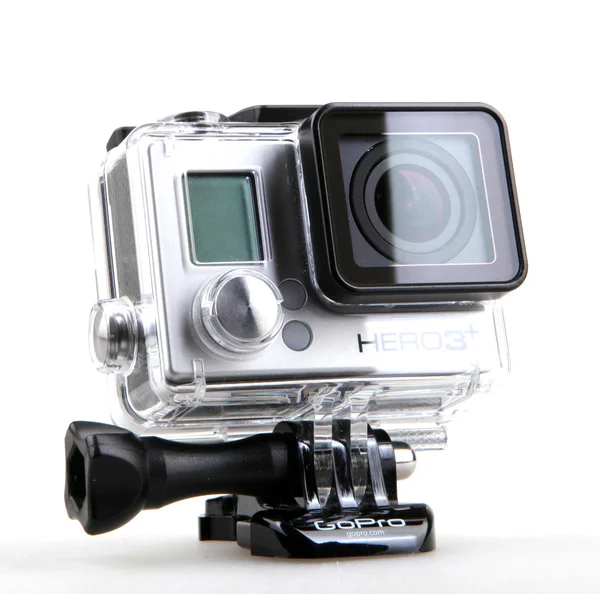 AYTOS, BULGARIA - OCTOBER 15, 2014: GoPro HERO3 Black Edition isolated on white background. GoPro is a brand of high-definition personal cameras, often used in extreme action video photography. — Stock Photo, Image