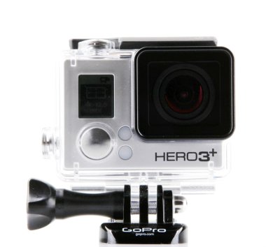 Aytos, Bulgaristan - Januari 04, 2015: Gopro Hero3 Black Edition beyaz arka plan üzerinde izole. GoPro HD kişisel kameralar, genellikle aşırı eylem video fotoğrafçılıkta kullanılan markasıdır..