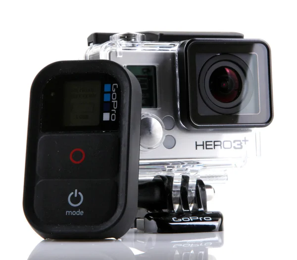 Aytos, bulgaria - 04. Januar 2015: gopro hero3 schwarze Ausgabe isoliert auf weißem Hintergrund. gopro ist eine Marke von High-Definition-Personal-Kameras, die häufig in extremen Action-Videoaufnahmen eingesetzt werden. — Stockfoto