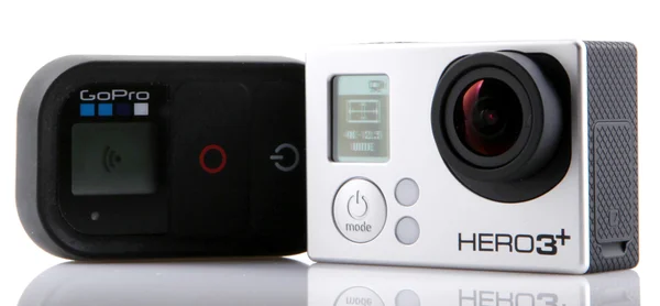 AYTOS, बुल्गारिया जनवरी 04, 2015: GoPro HerO3 ब्लैक एडिशन सफेद पृष्ठभूमि पर अलग है। GoPro उच्च परिभाषा व्यक्तिगत कैमरों का एक ब्रांड है, अक्सर चरम कार्रवाई वीडियो फोटोग्राफी में उपयोग किया जाता है . — स्टॉक फ़ोटो, इमेज