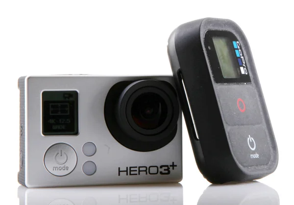 Aytos, Bulharsko - Januari 04 2015: Gopro Hero3 Black Edition izolovaných na bílém pozadí. GoPro je značka osobní high-definition kamery, často používané v extremních video fotografie. — Stock fotografie