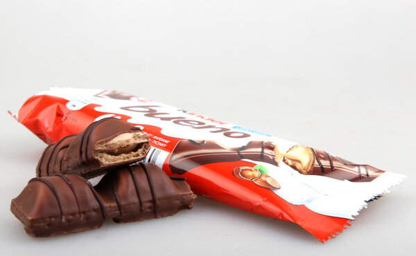 AYTOS, BULGARIA - APRIL 03, 2015: Kinder Bueno Chocolate Candy Bar. Kinder Bueno Is A Chocolate Bar Made By Italian Confectionery Maker Ferrero.