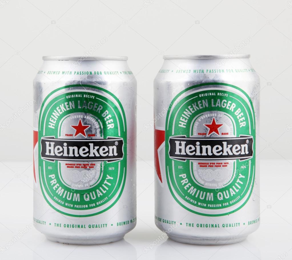 AYTOS, BULGARIA - AUGUST 11, 2015: Heineken Lager Beer Isolated On White. Heineken International is a Dutch brewing company, founded in 1864 by Gerard Adriaan Heineken in Amsterdam.