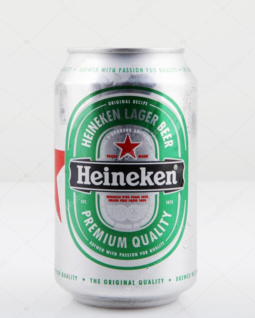AYTOS, BULGARIA - AUGUST 11, 2015: Heineken Lager Beer Isolated On White. Heineken International is a Dutch brewing company, founded in 1864 by Gerard Adriaan Heineken in Amsterdam.