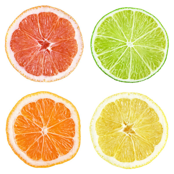 Slices of grapefruit, lime, lemon, orange