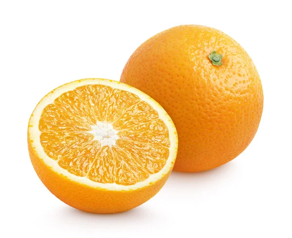 Oranžové citrusové plody s polovinou izolované na bílém — Stock fotografie