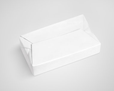 Beyaz tereyağı sarma kutu paket gri yaymak