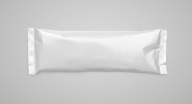 boş plastik torba çerez paket gri arka plan üzerinde