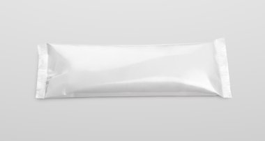 boş plastik torba çerez paket gri arka plan üzerinde