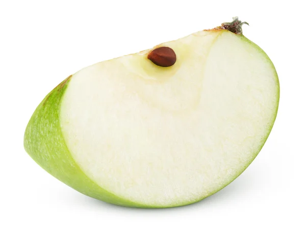 Green apple slice on white — Stock Photo, Image