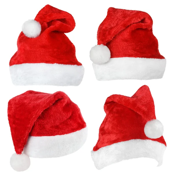 Set de sombreros rojos Santa Claus —  Fotos de Stock