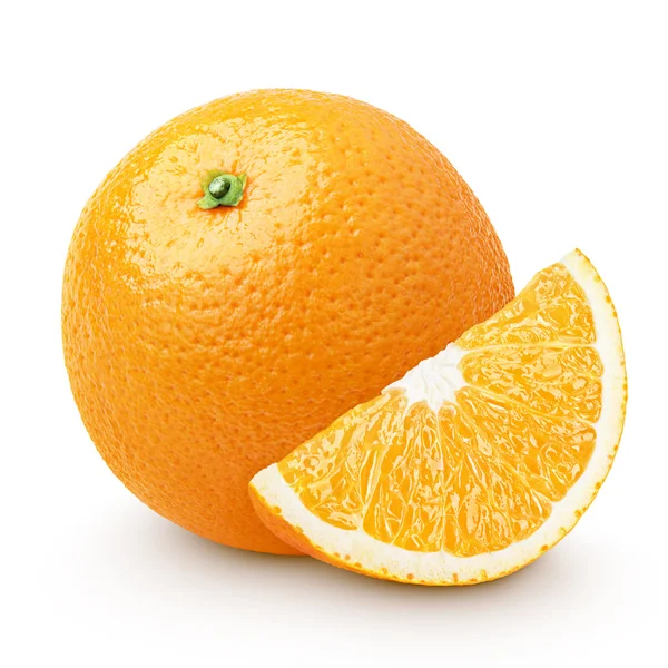 Oranžové citrusové plody s řezem izolovaných na bílém — Stock fotografie