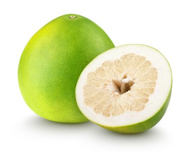 Pomelo citrus fruit with cut isolated on white clipart