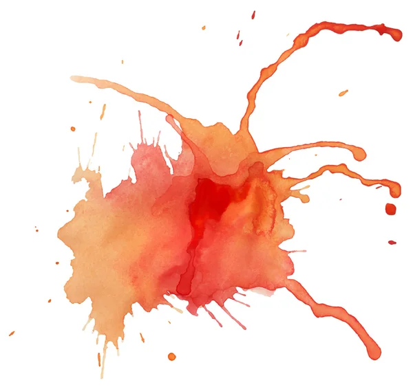 赤黄色の水彩画のしみ — ストックベクタ