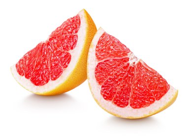 Greyfurt narenciye meyve üzerinde beyaz izole dilim