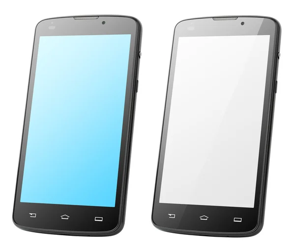 Современный сенсорный экран смартфоны изолированы на белом — стоковое фото