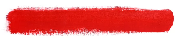 Red stroke of gouache paint brush — Stock Photo, Image