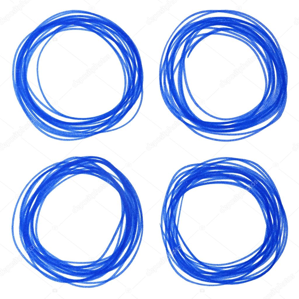 felt pen hand drawn blue circle