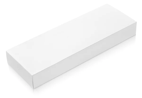 Modello di scatola di cartone lunga piatta per cioccolato su bianco — Foto Stock