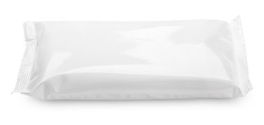 Boş plastik torba gıda ambalaj üzerinde beyaz