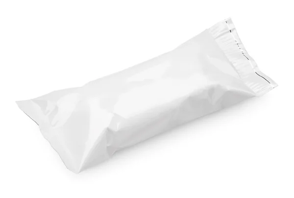 Blank plastic pouch food packaging on white — Stock Photo, Image