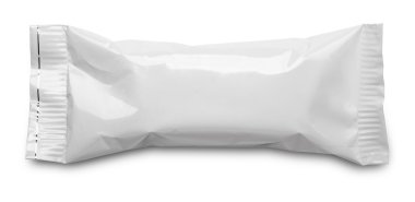 Boş plastik torba gıda ambalaj üzerinde beyaz