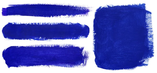 Blue strokes of gouache paint brush — Stock Photo, Image