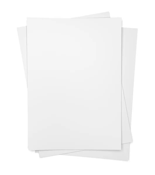 Trzy arkusze papieru na biały — Zdjęcie stockowe
