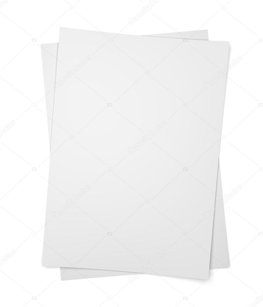 Two paper sheets on white
