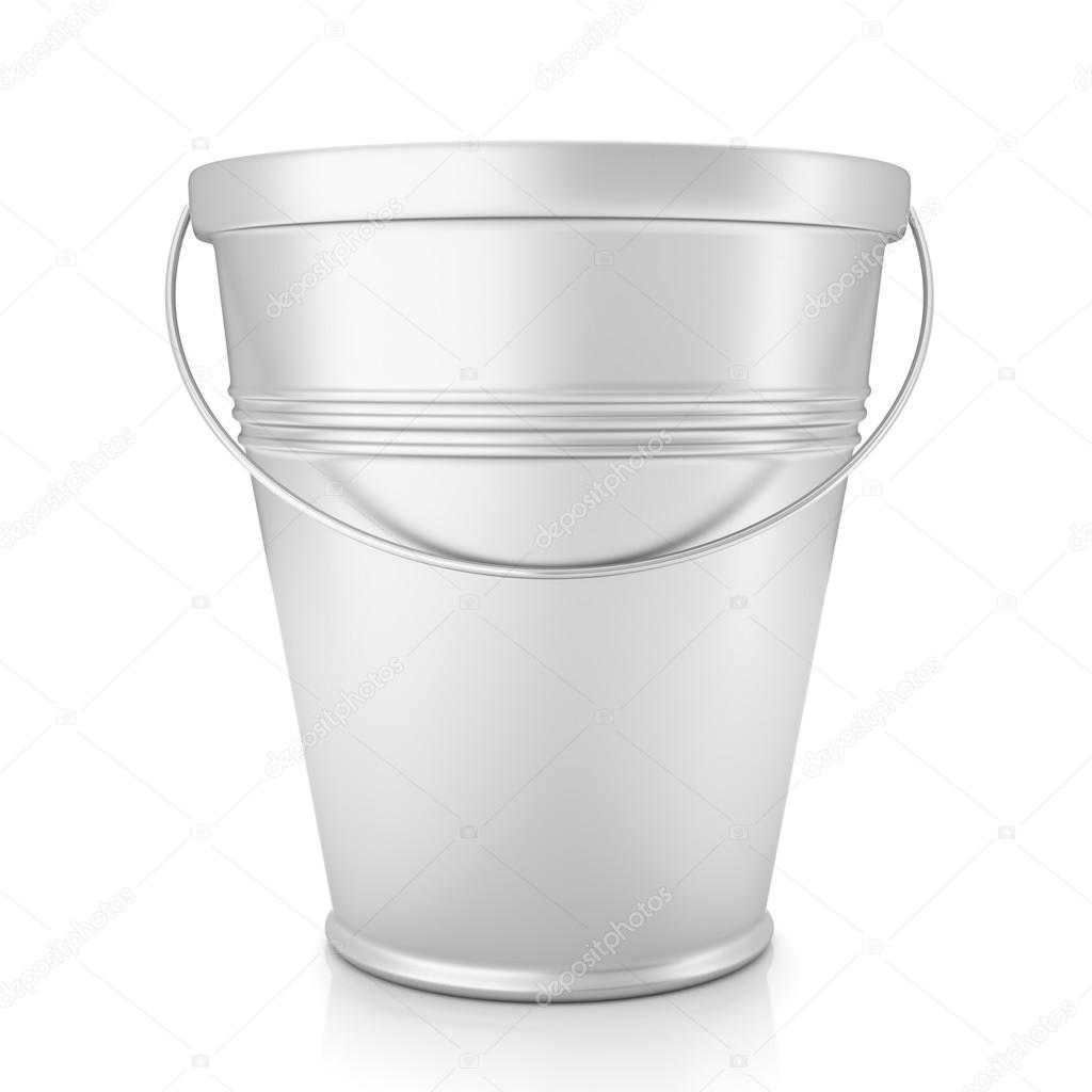 Metal zinc bucket on white 