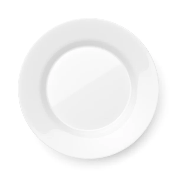 Pusty ceramiczny talerz okrągły na białym tle — Zdjęcie stockowe