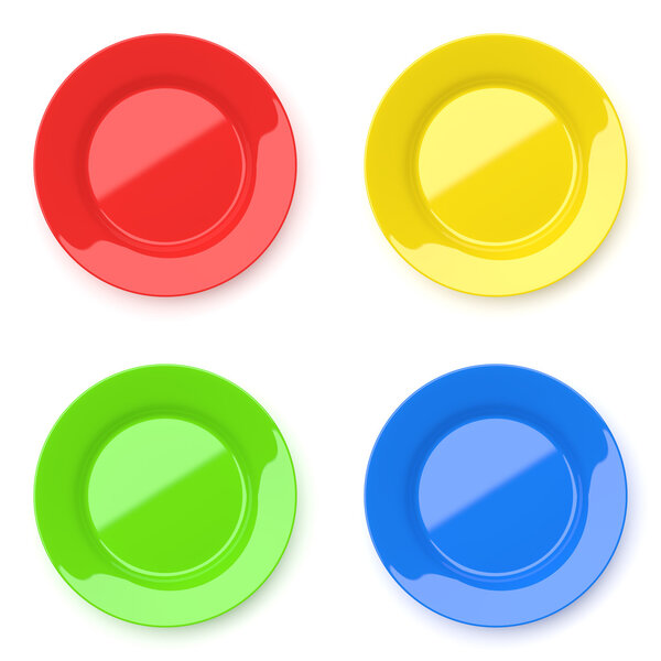 пустой цвет керамические круглые тарелки на белом
