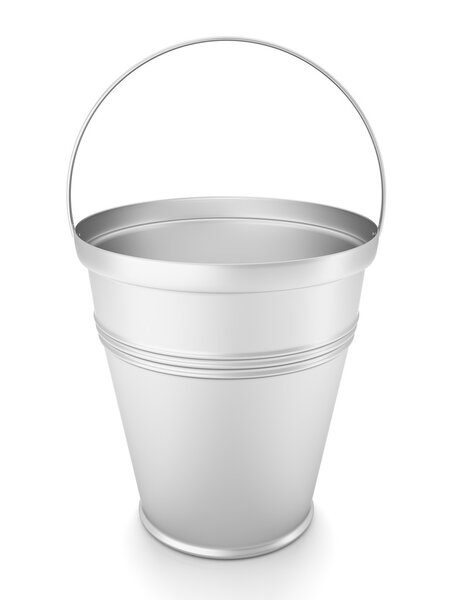 Metal zinc bucket on white 