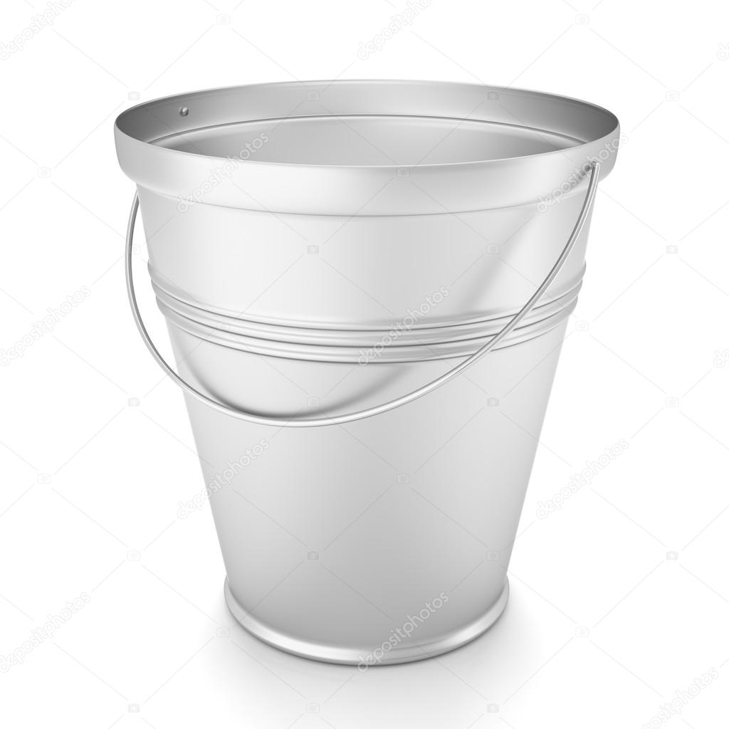 Metal zinc bucket on white 