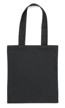 Beyaz üzerine siyah kumaş çanta