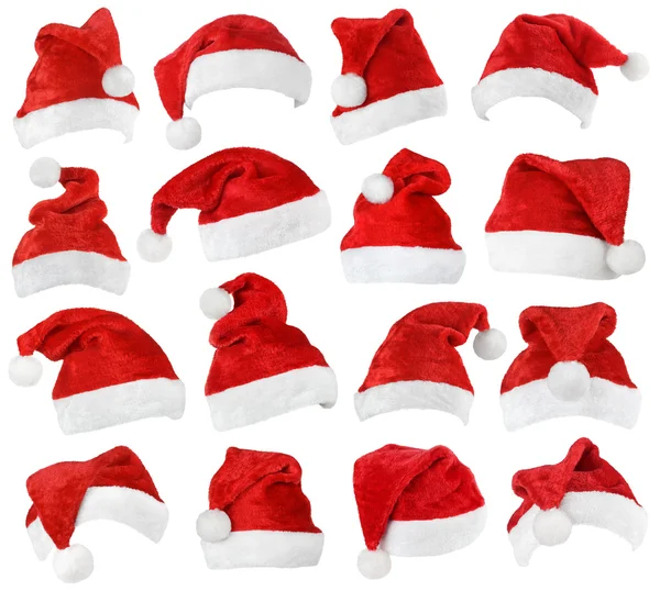 Set of Santa Claus red hats — Stock Photo, Image