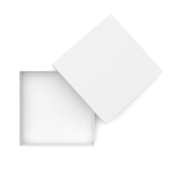 Белая открытая плоская коробка — стоковое фото