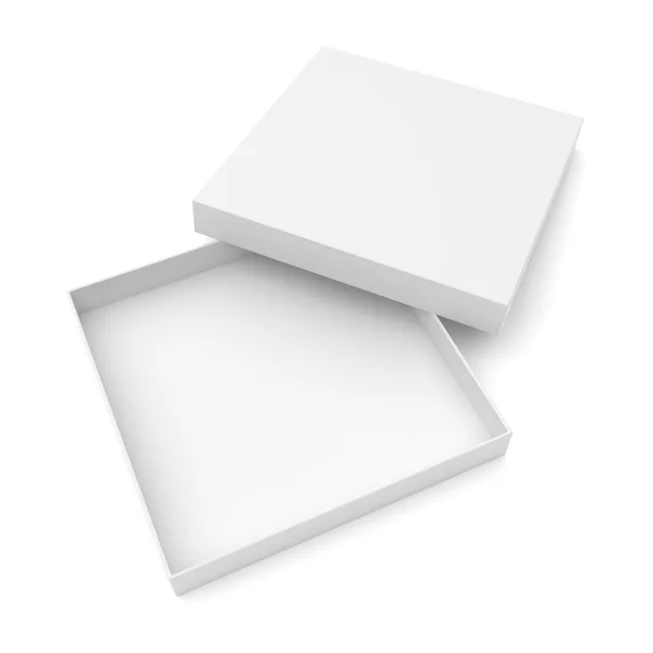 Caixa plana aberta branca — Fotografia de Stock