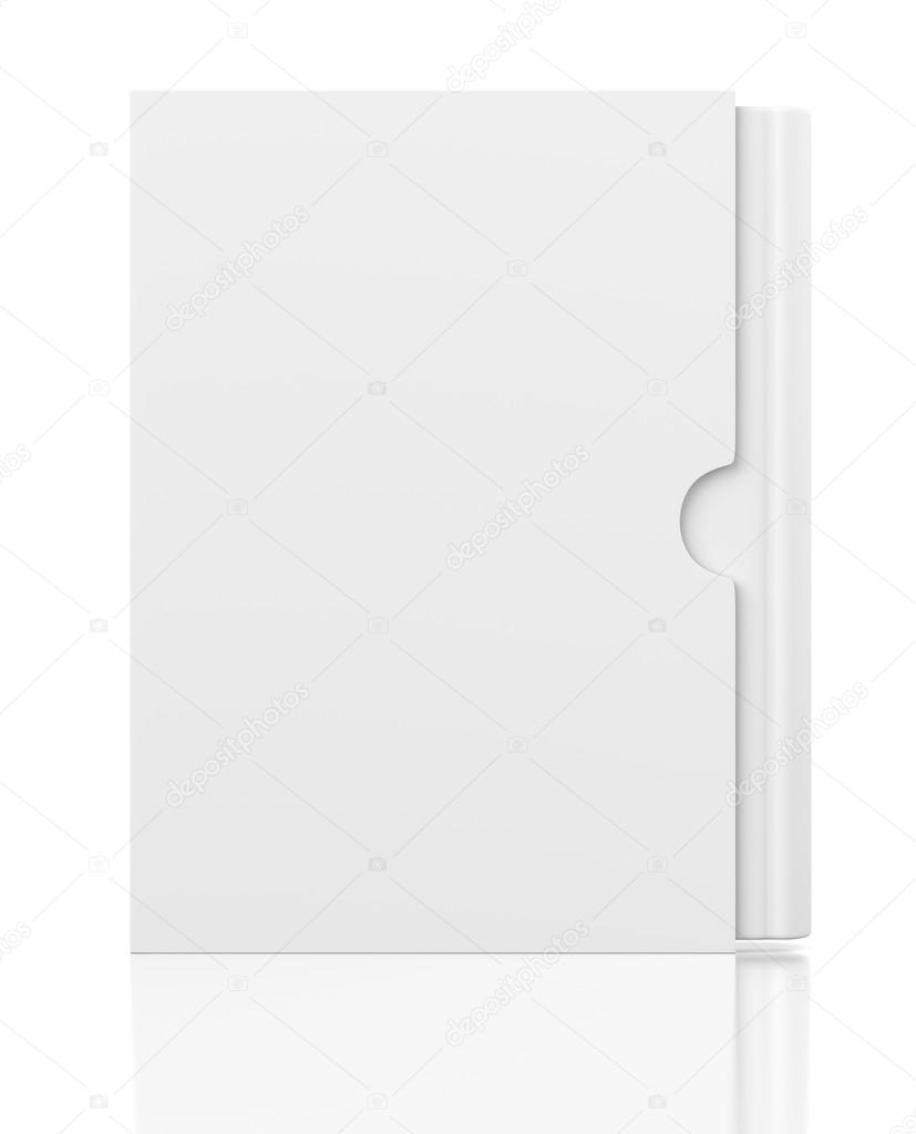 blank book in cardboard box cover on white