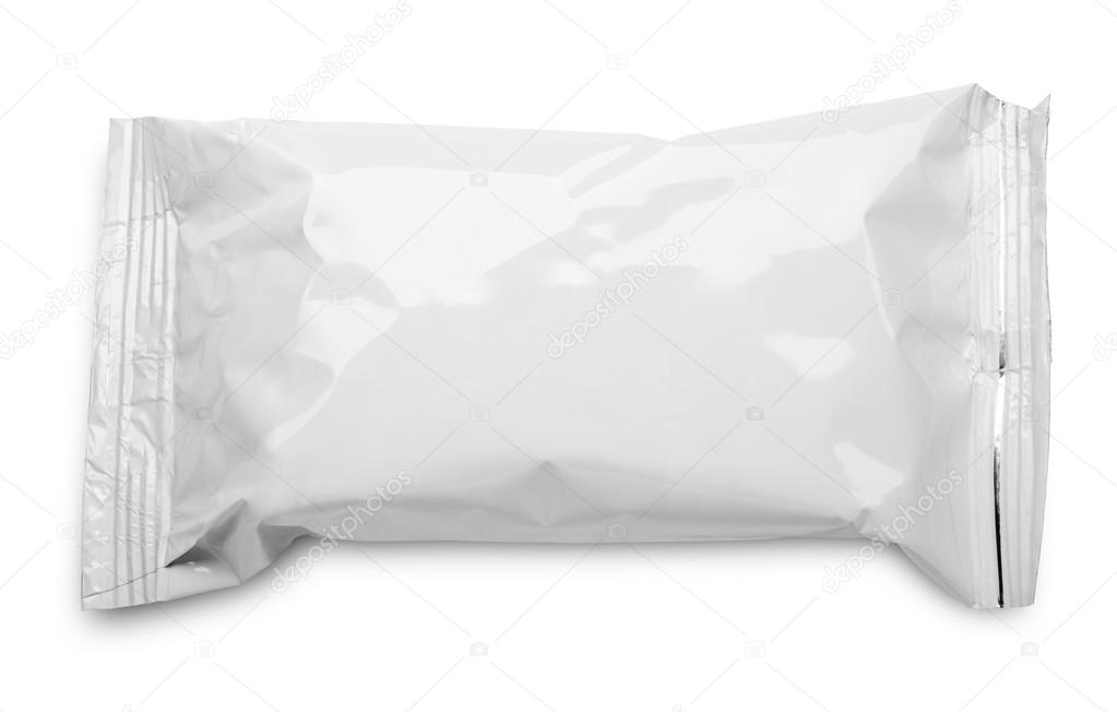 Blank plastic food packaging on white