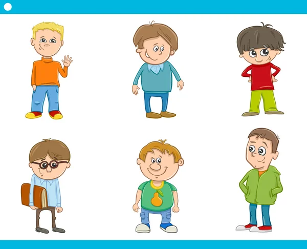 Gyerek fiú karakter cartoon készlet — Stock Vector