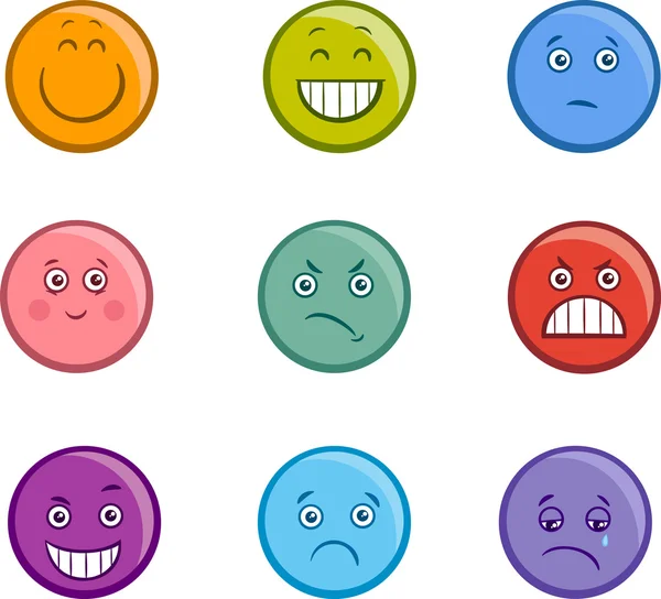 Dibujos animados emoticonos caras conjunto — Vector de stock