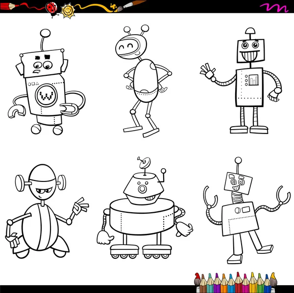 Robot tekens coloring boek — Stockvector