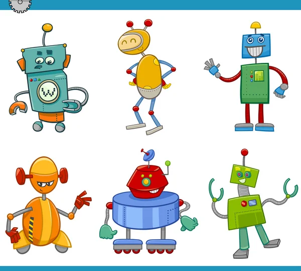 Personajes de dibujos animados robot conjunto — Vector de stock