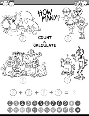 Matematik kids avtivity boyama sayfası