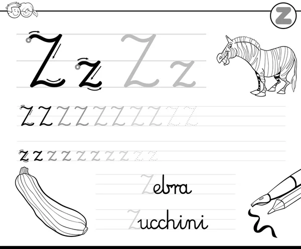 Aprender a escribir la letra z — Vector de stock