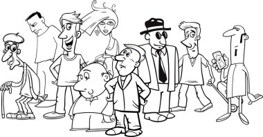 çizgi film insanlar kalabalık