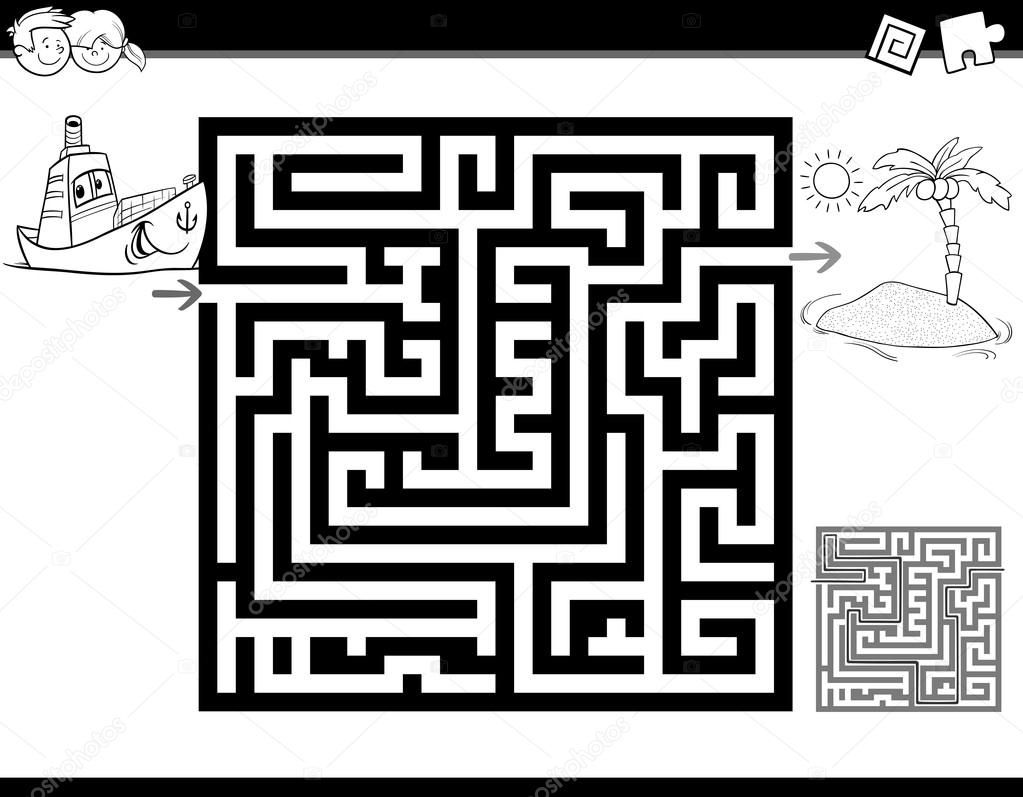 Irrgarten oder Labyrinth Malvorlagen — Stockvektor